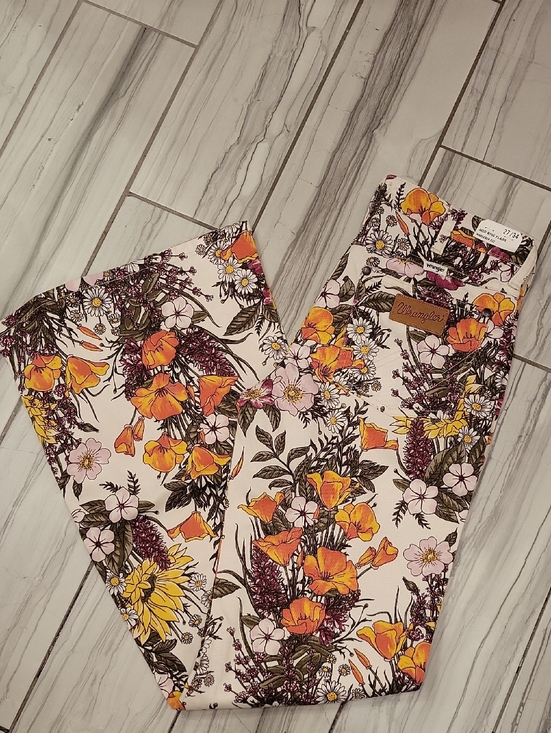Free People Denim - Floral Free People X Wrangler Wanderer Mid Rise Flare Jeans